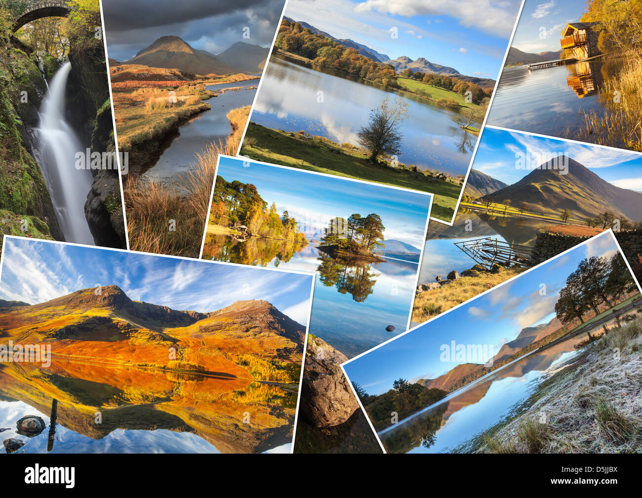 A montage of 8 images of the Lake District National Park Stock Photo