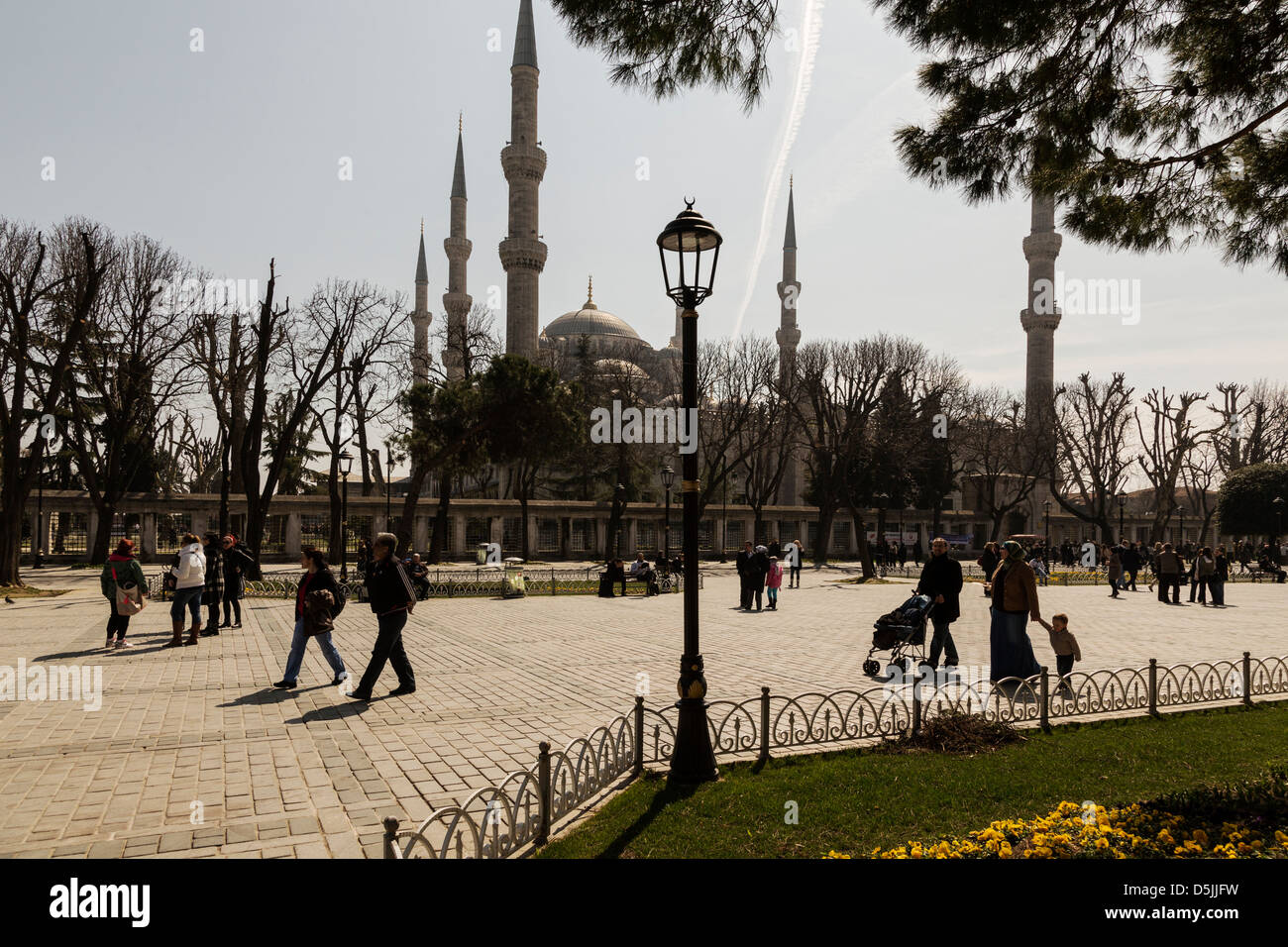 The Sultan Ahmed Mosque (Turkish: Sultanahmet Camii) is an historic mosque in Istanbul. Popularly known as the Blue Mosque. Stock Photo
