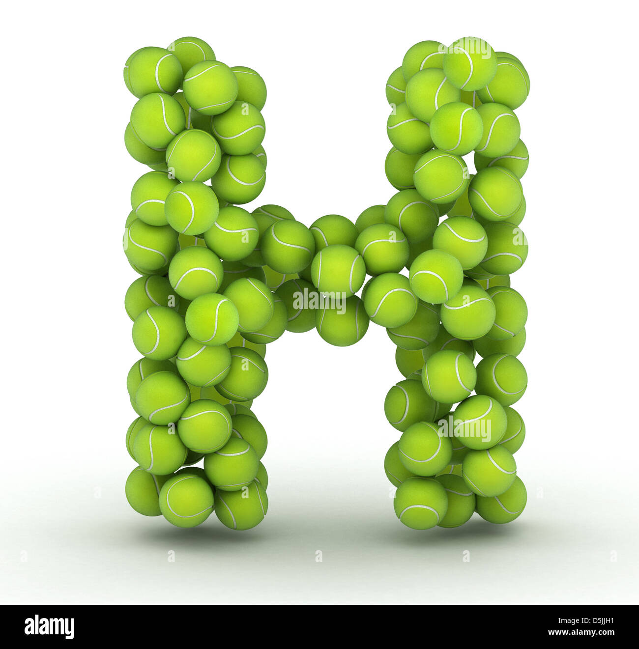 Letter H, alphabet of tennis balls on white background Stock Photo