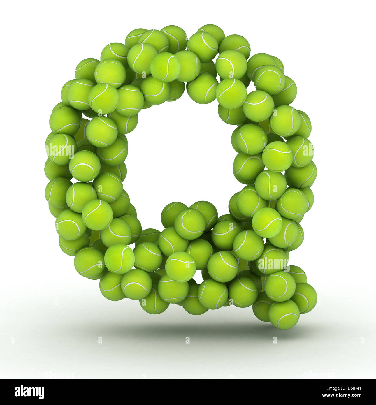Letter Q, alphabet of tennis balls on white background Stock Photo