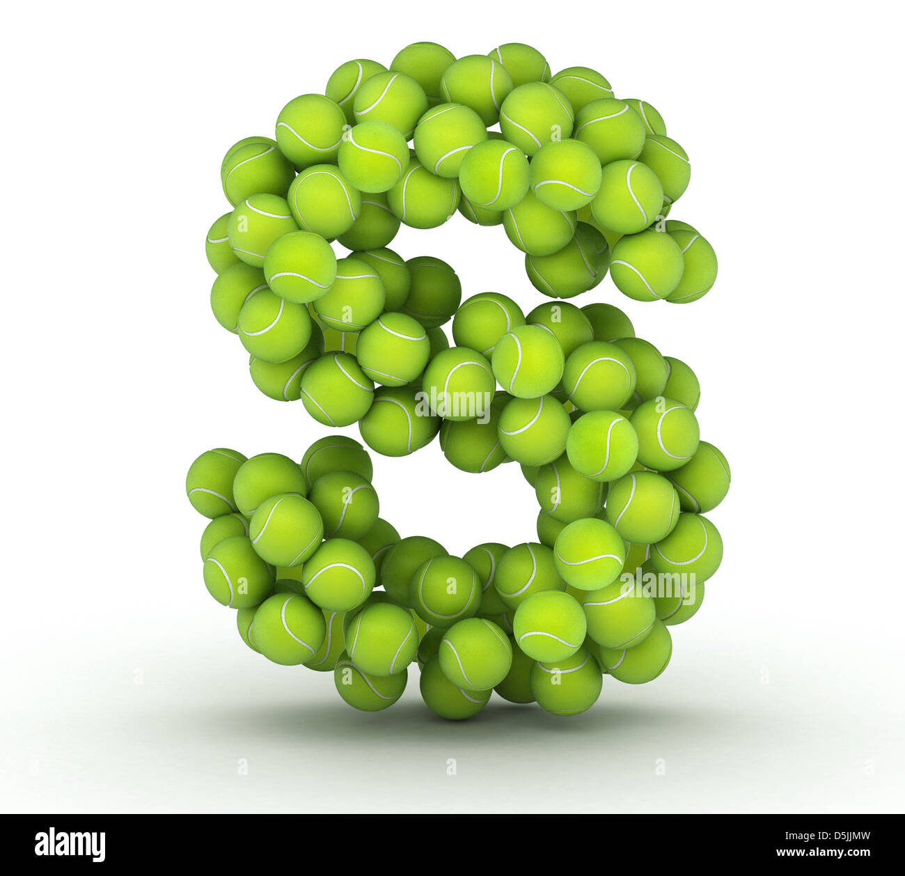 Letter S, alphabet of tennis balls on white background Stock Photo