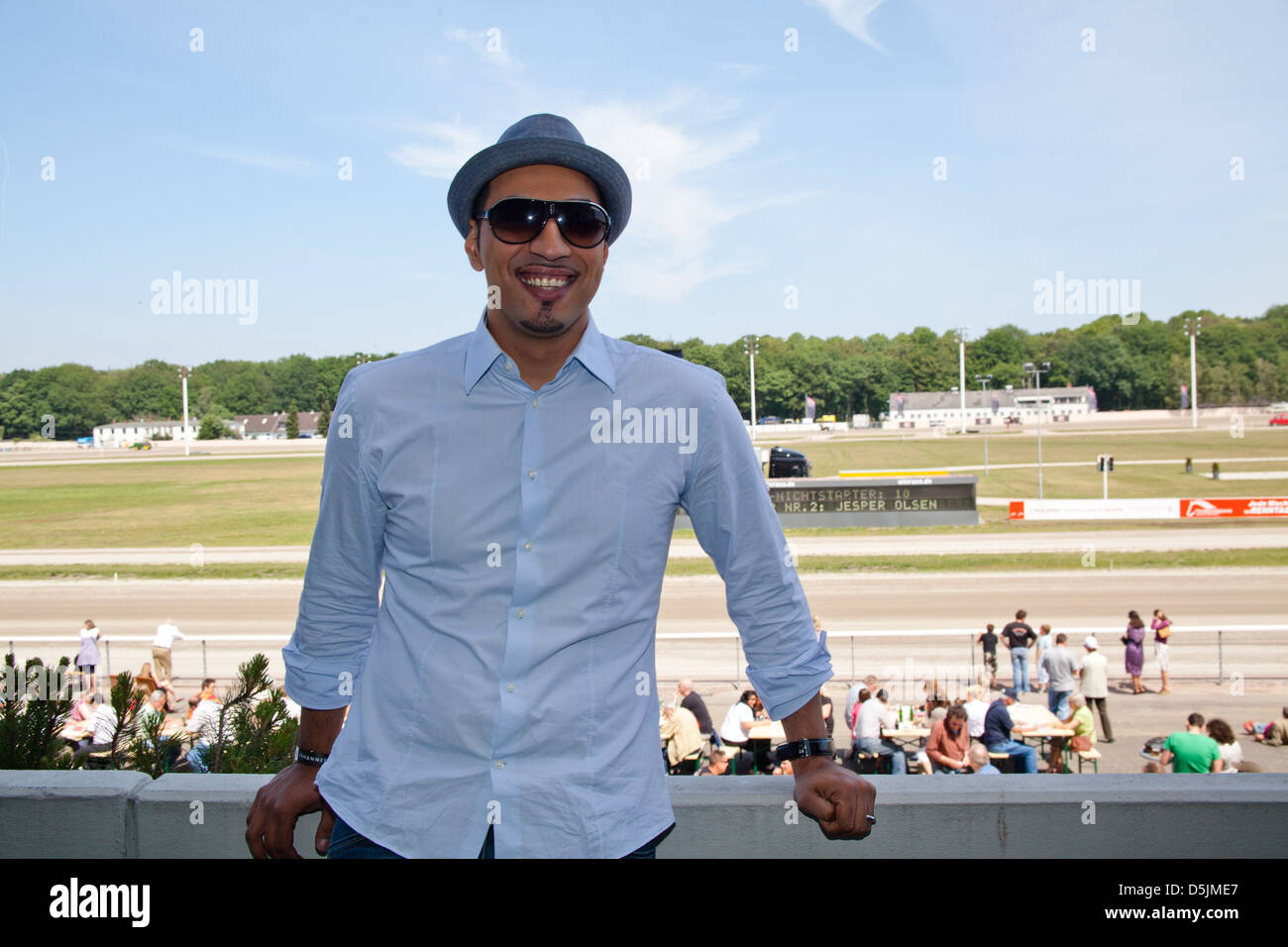 Mehrzad Marashi at the celebrity racing day at Trabrennbahn Bahrenfeld. Hamburg, Germany Stock Photo