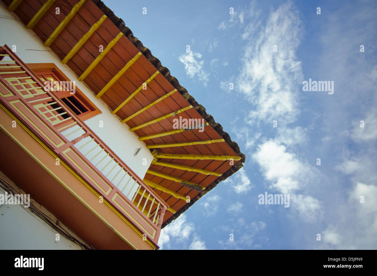 Traditional balcony and rooftop, Colombia Stock Photo