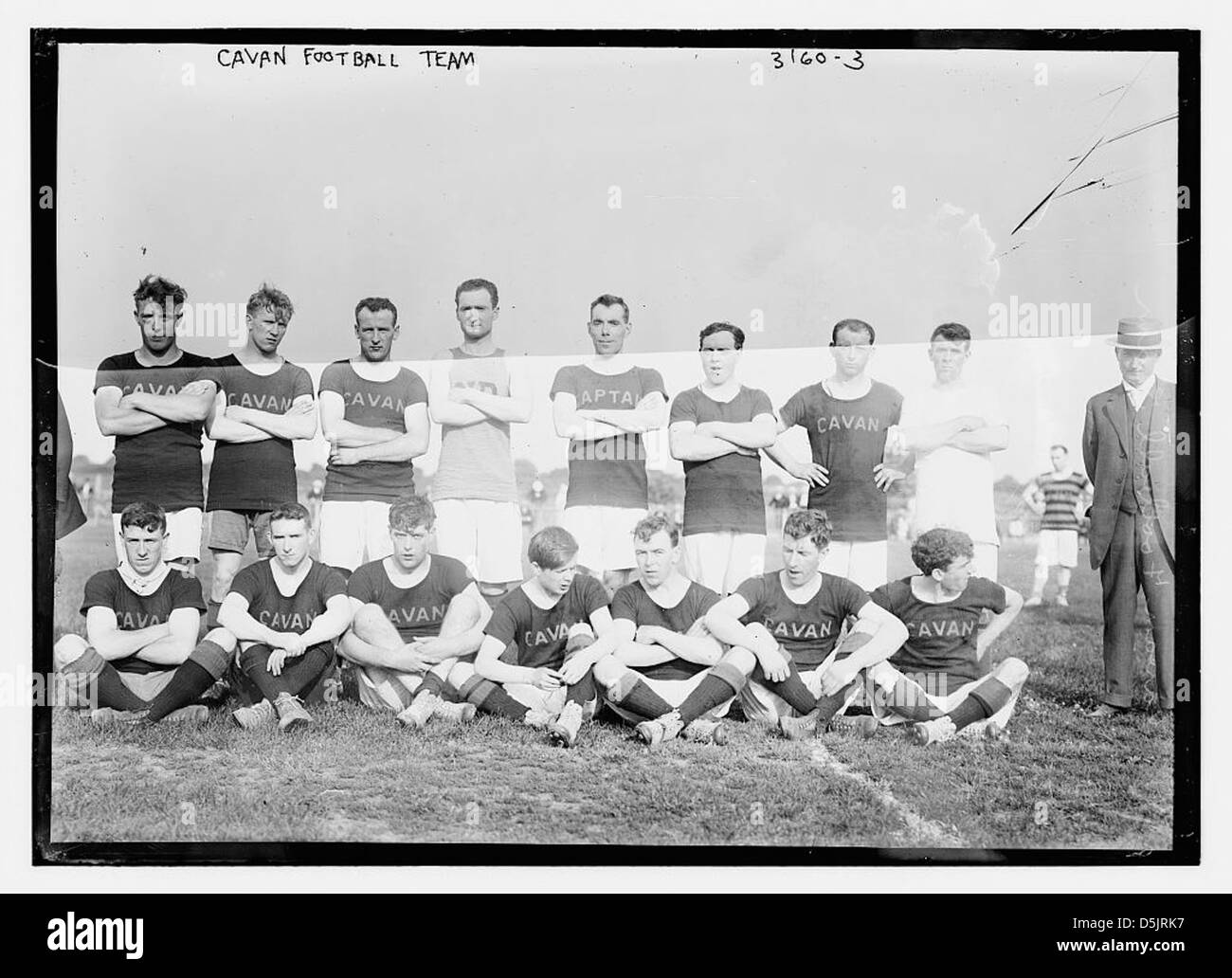 This photograph features the Cavan football team, showcasing their participation in Gaelic football at Celtic Park. Stock Photo
