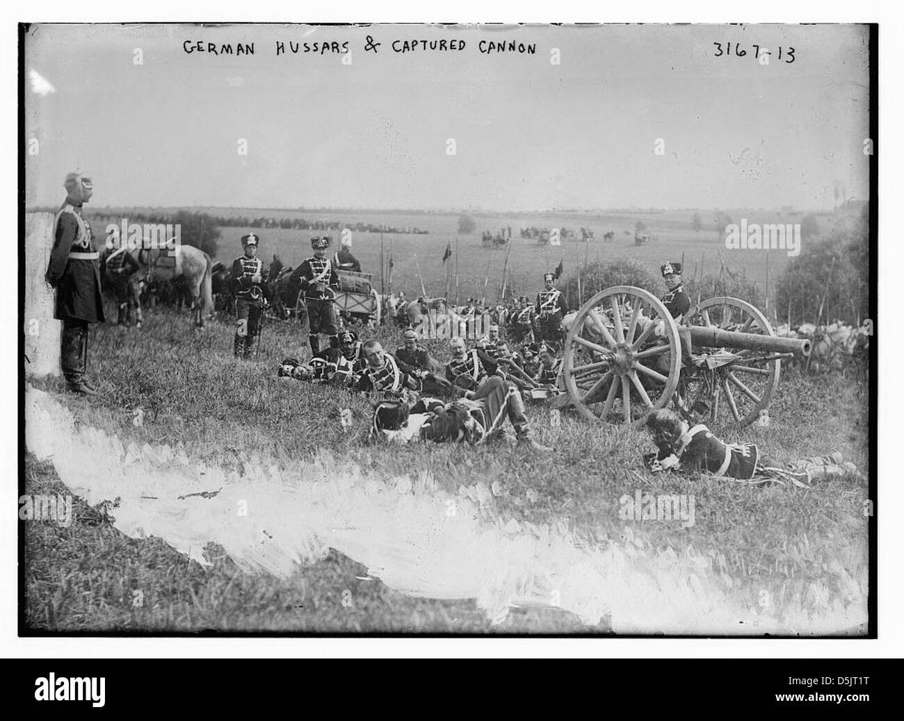German Hussars & captured cannon (LOC) Stock Photo