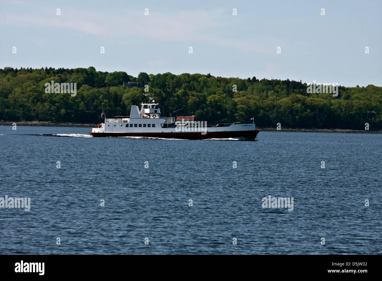 Maine State Ferry Service  passenger and vehicle ferry Governor Curtis travels from Rockland harbor to Vinalhaven Island. Stock Photo