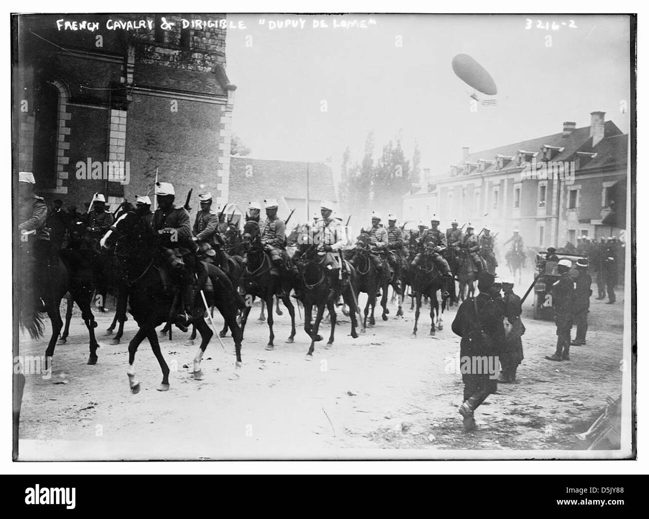 French Cavalry & Dirigible DUPUY DE LOME (LOC) Stock Photo