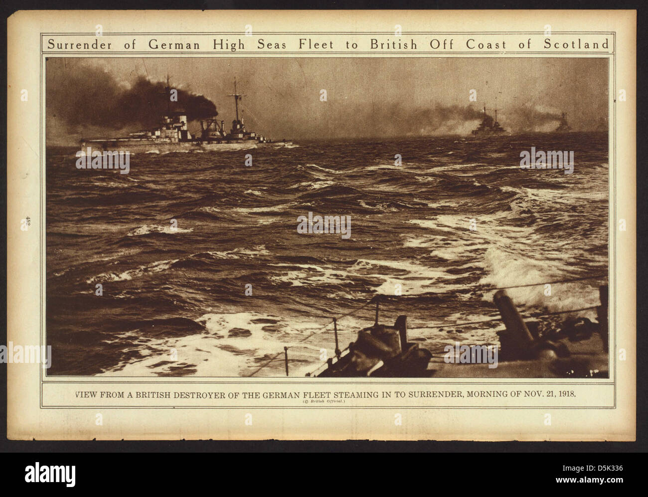 Surrender of German High Seas Fleet to British Off Coast of Scotland (LOC) Stock Photo