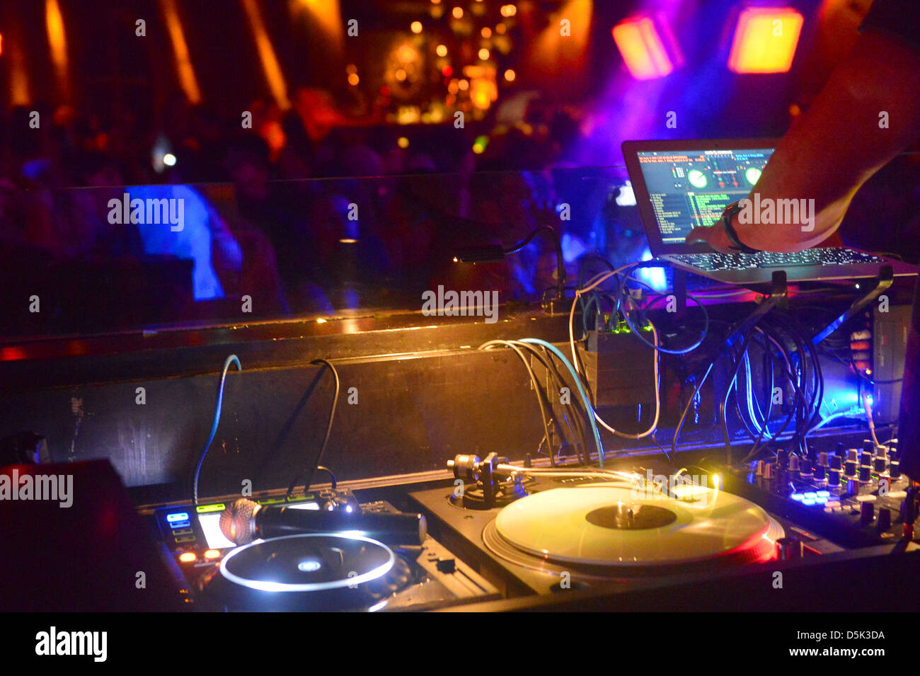 A DJ mixer in a night club Stock Photo Alamy