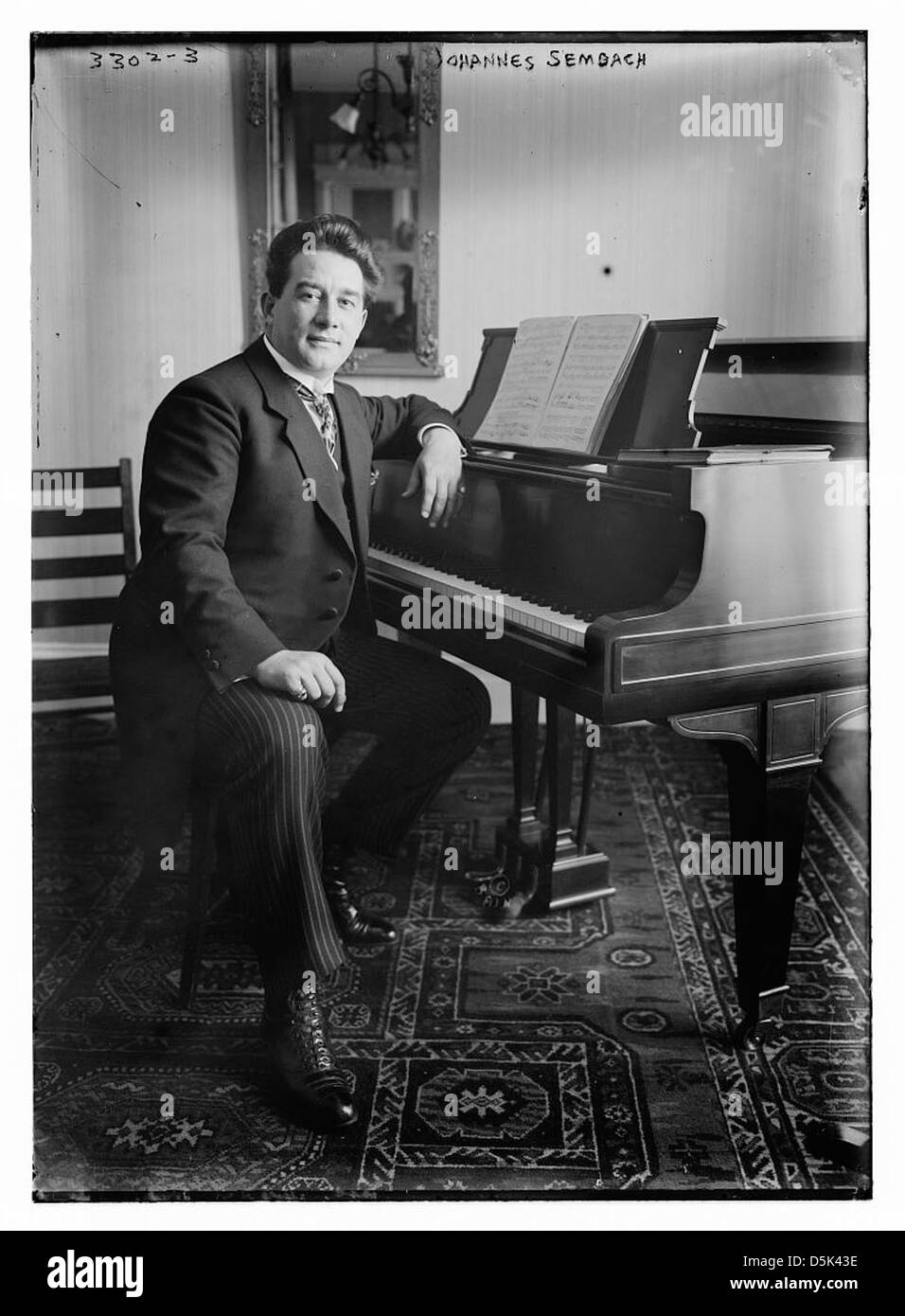 Johannes Sembach at piano (LOC) Stock Photo