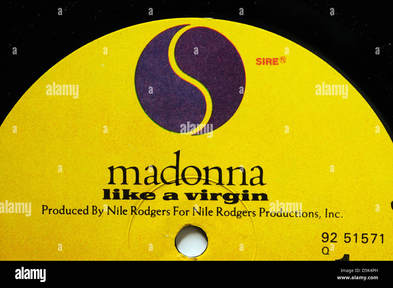 Madonna Like a Virgin record label Stock Photo - Alamy
