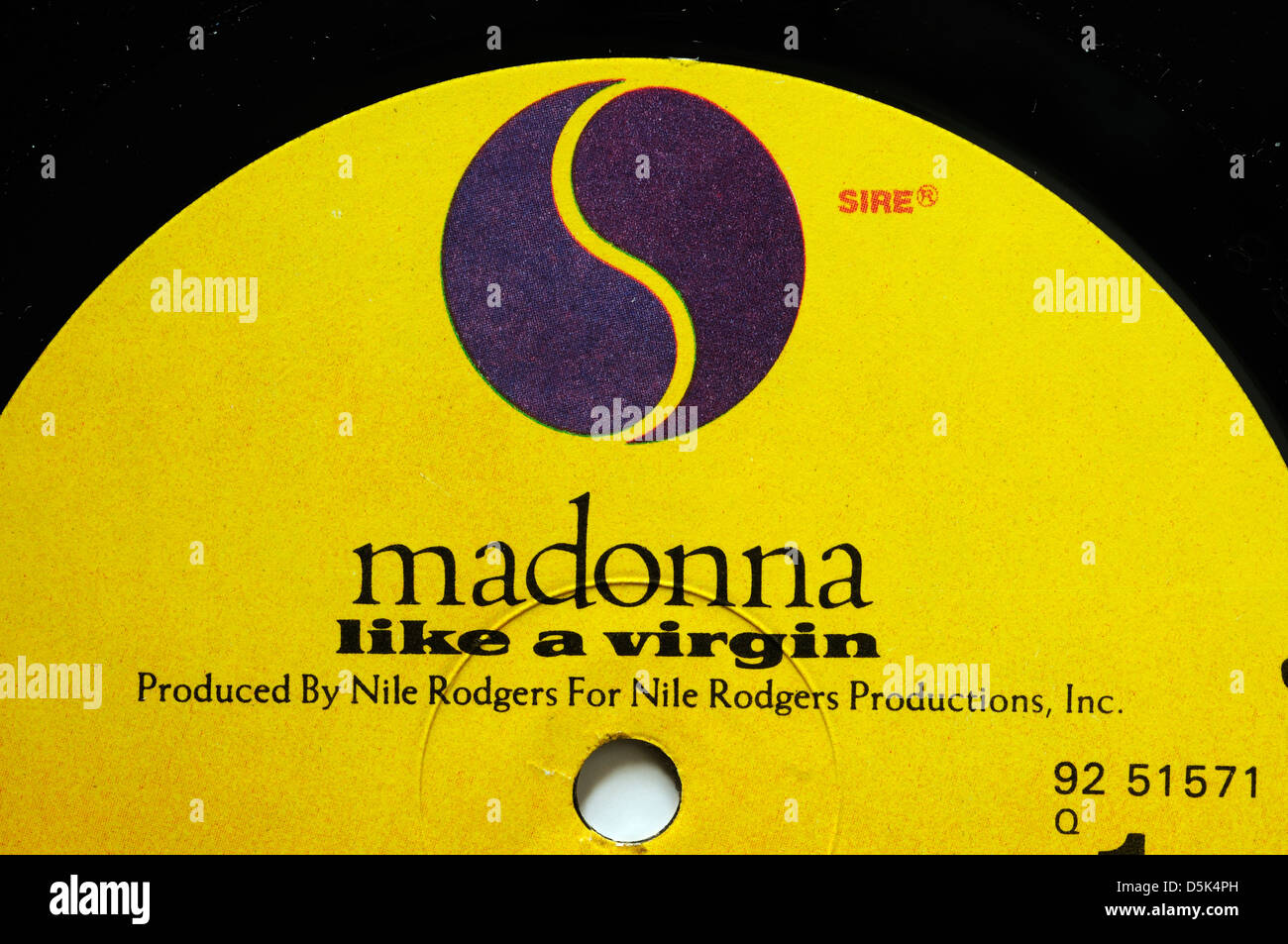 Madonna Like a Virgin record label Stock Photo Alamy