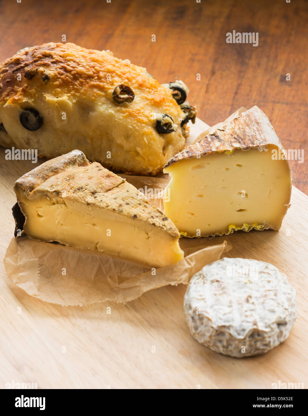 French cheese and olive bread Stock Photo
