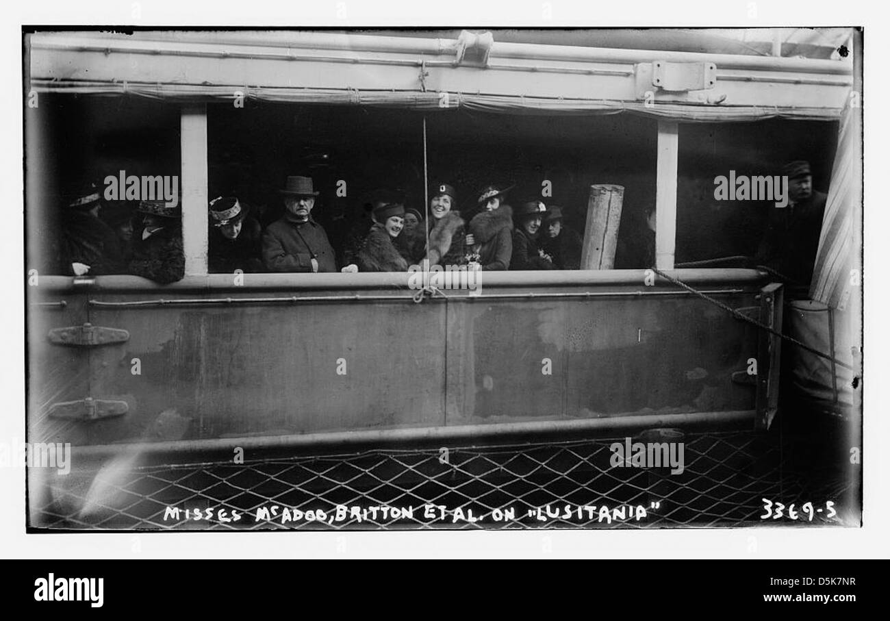 Misses McAdoo, Britton, et. al. on 'Lusitania' (LOC) Stock Photo