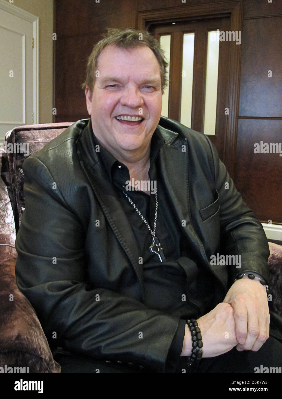 US singer Meat Loaf laughs during an interview at The Landmark Hotel in