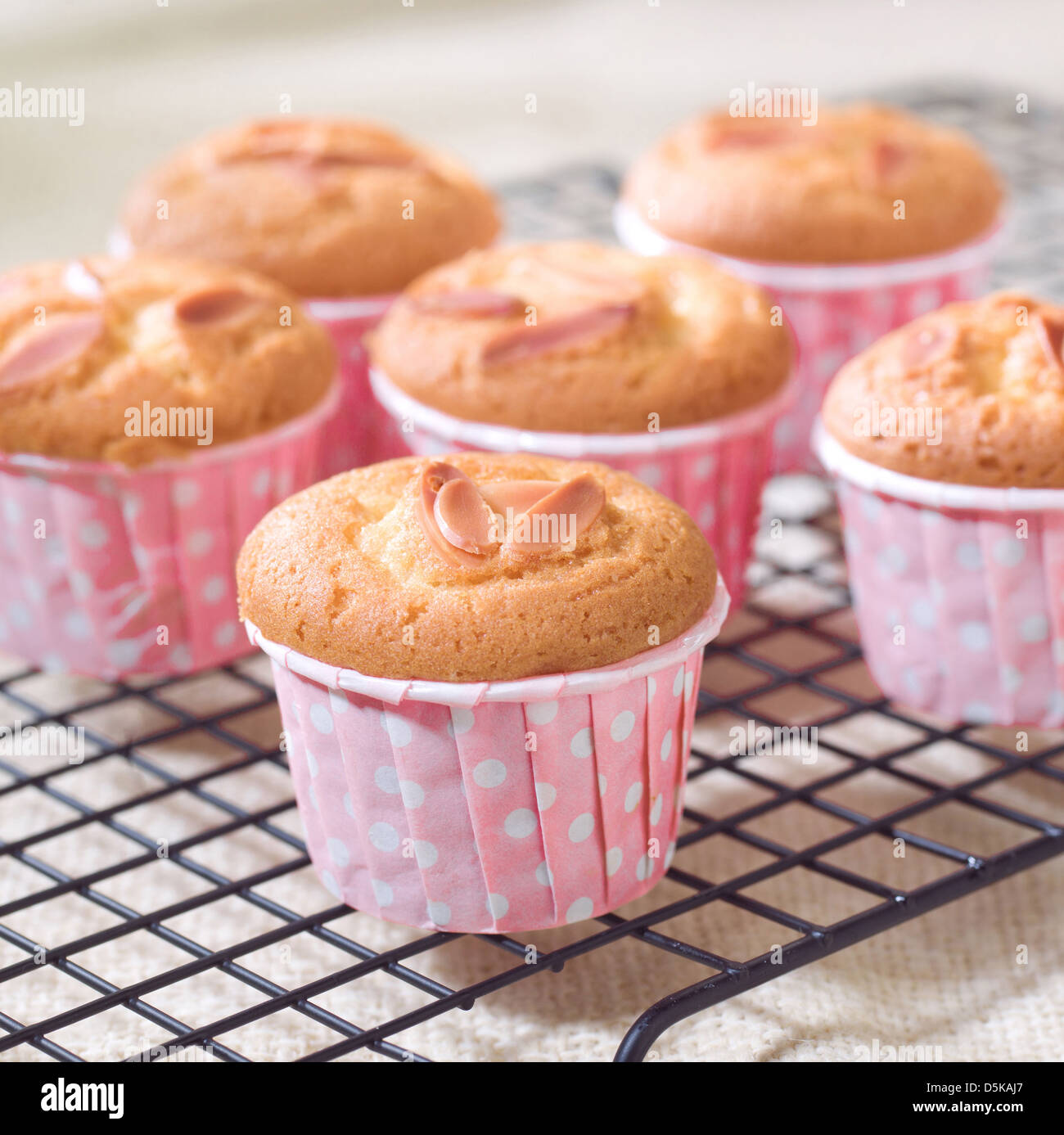 Delicious cupcakes topping with almond nice for party snack Stock Photo
