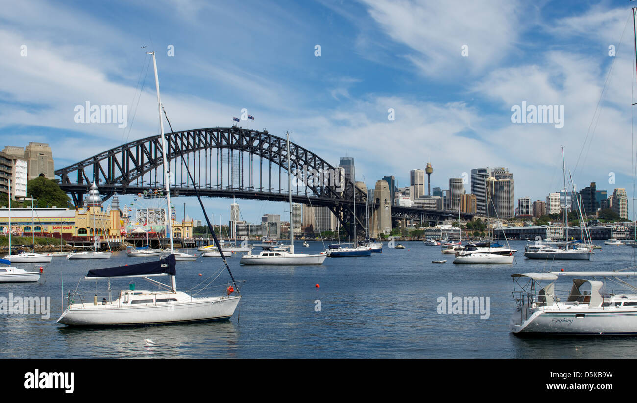 Lavender Bay and Sydney Harbour Bridge  Australia Stock Photo