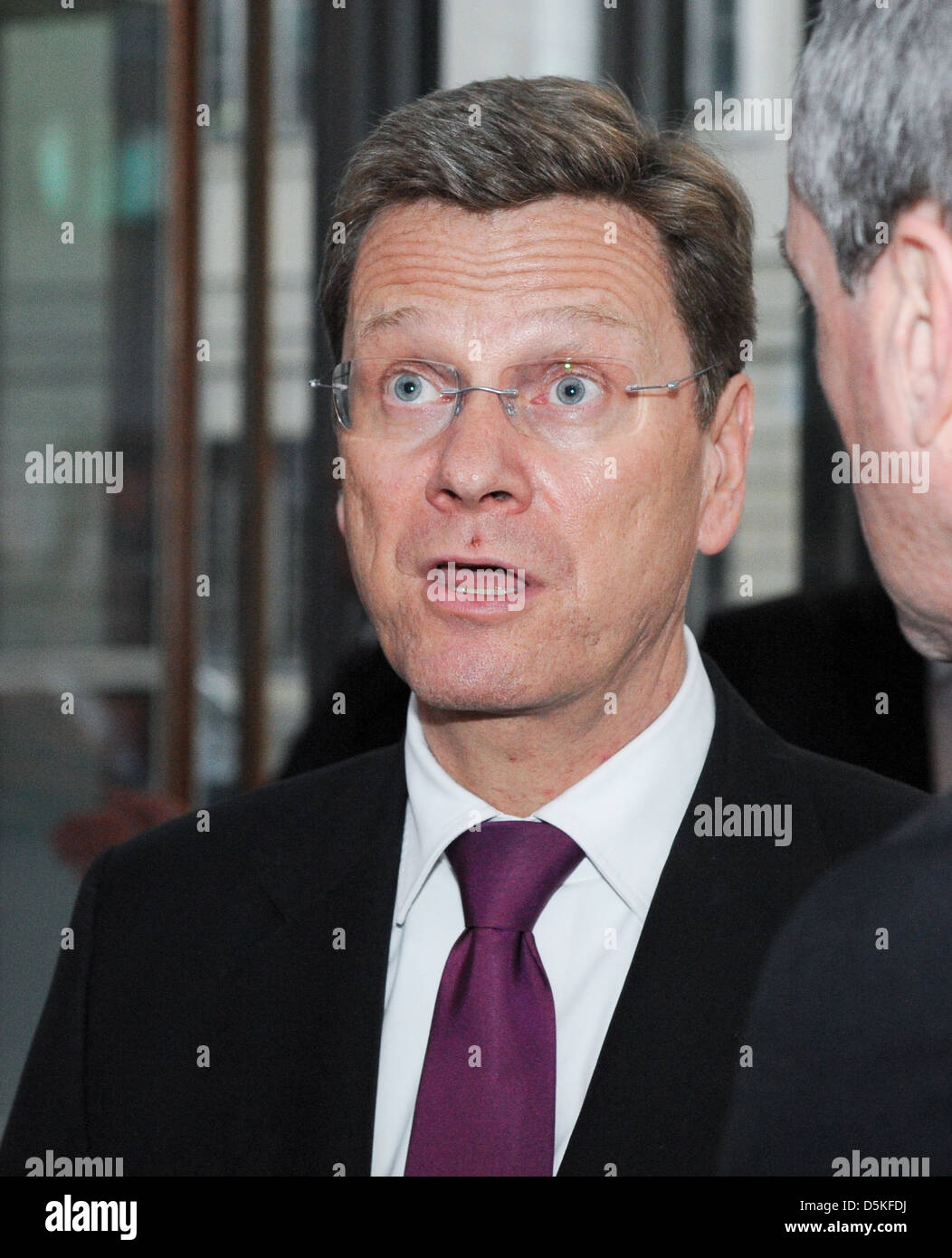 Guido Westerwelle at manager meeting ofgerman telekom at Atrium. Berlin, Germany - 06.04.2011. Stock Photo