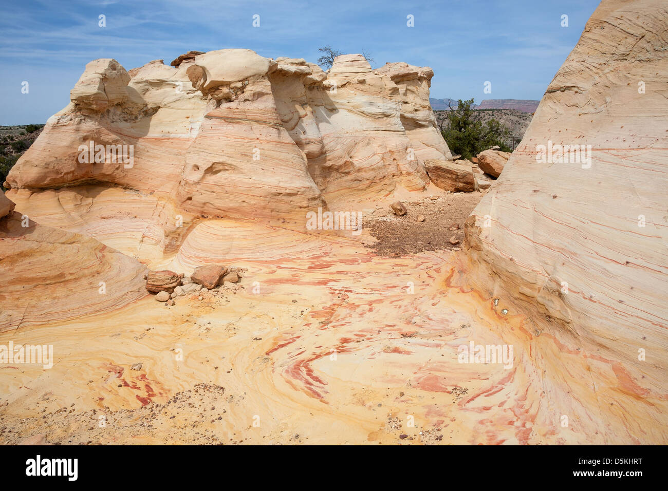 Yellow sandstone formations in Ojito Wilderness Study Area Stock Photo