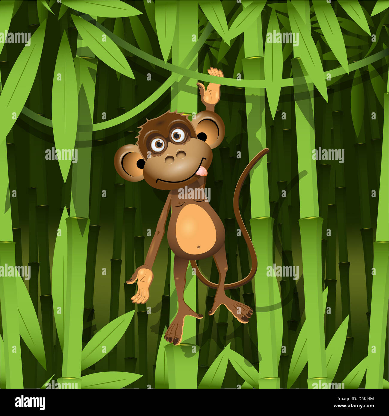 illustration, a brown monkey in the jungle Stock Photo - Alamy