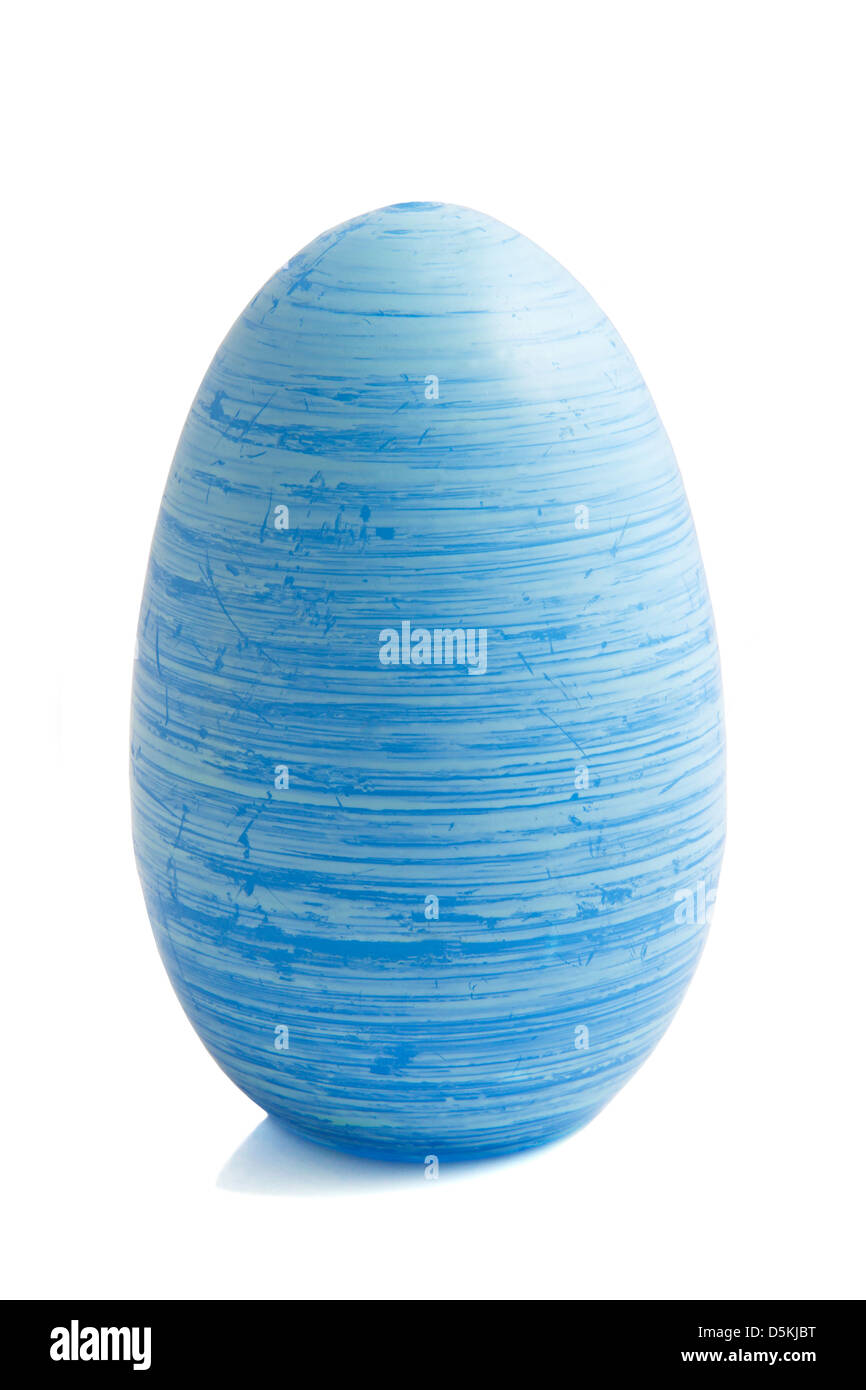 Blue easter egg close up isolated over white Stock Photo - Alamy