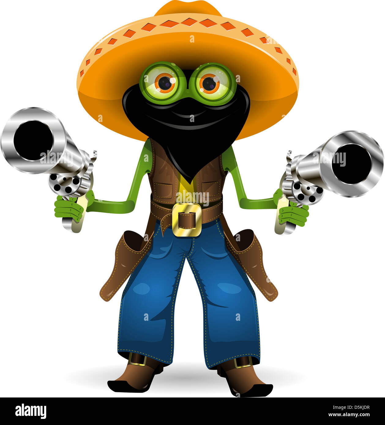 Illustration criminal frog in hat with two guns Stock Photo - Alamy