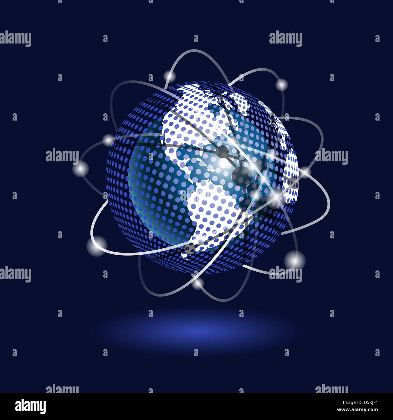 illustration blue globe on a blue background Stock Photo - Alamy
