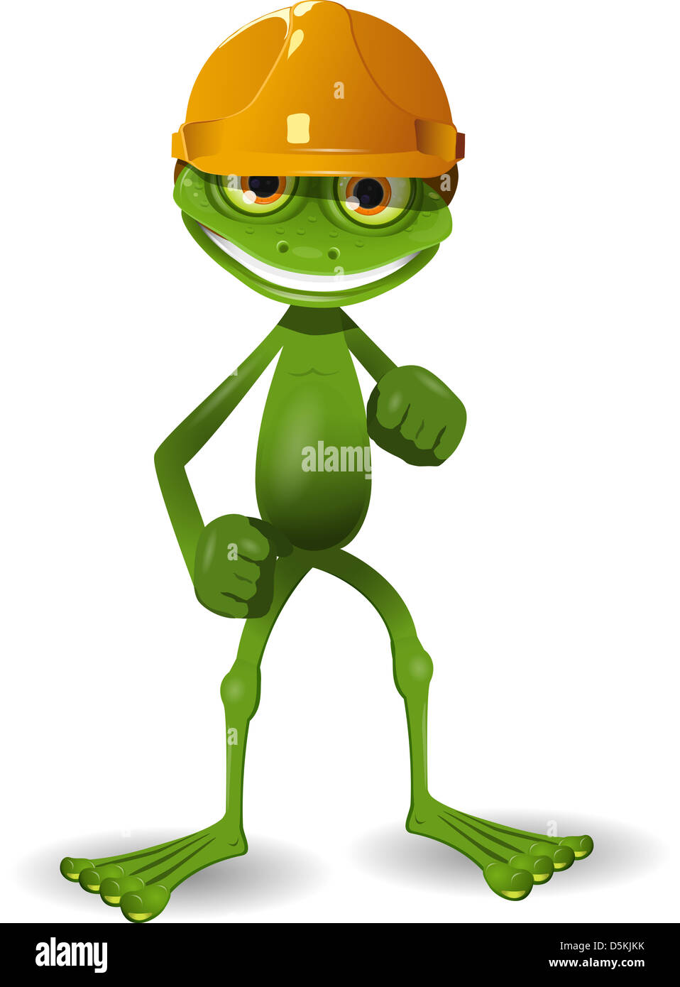 illustration of a green frog in the construction helmet Stock Photo Alamy