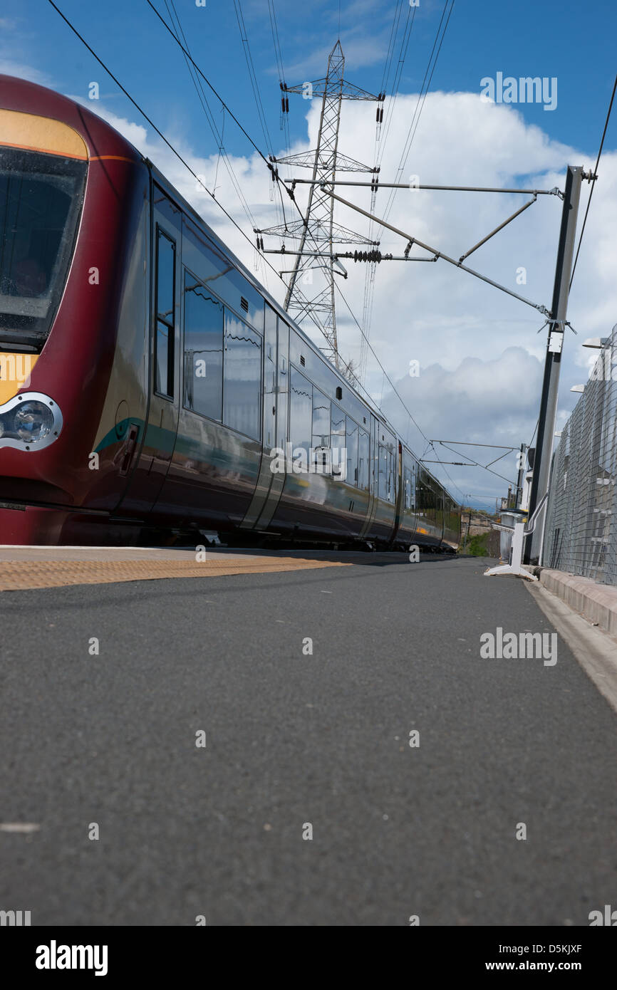 Train stands at Platform at Railway Station Stock Photo Alamy