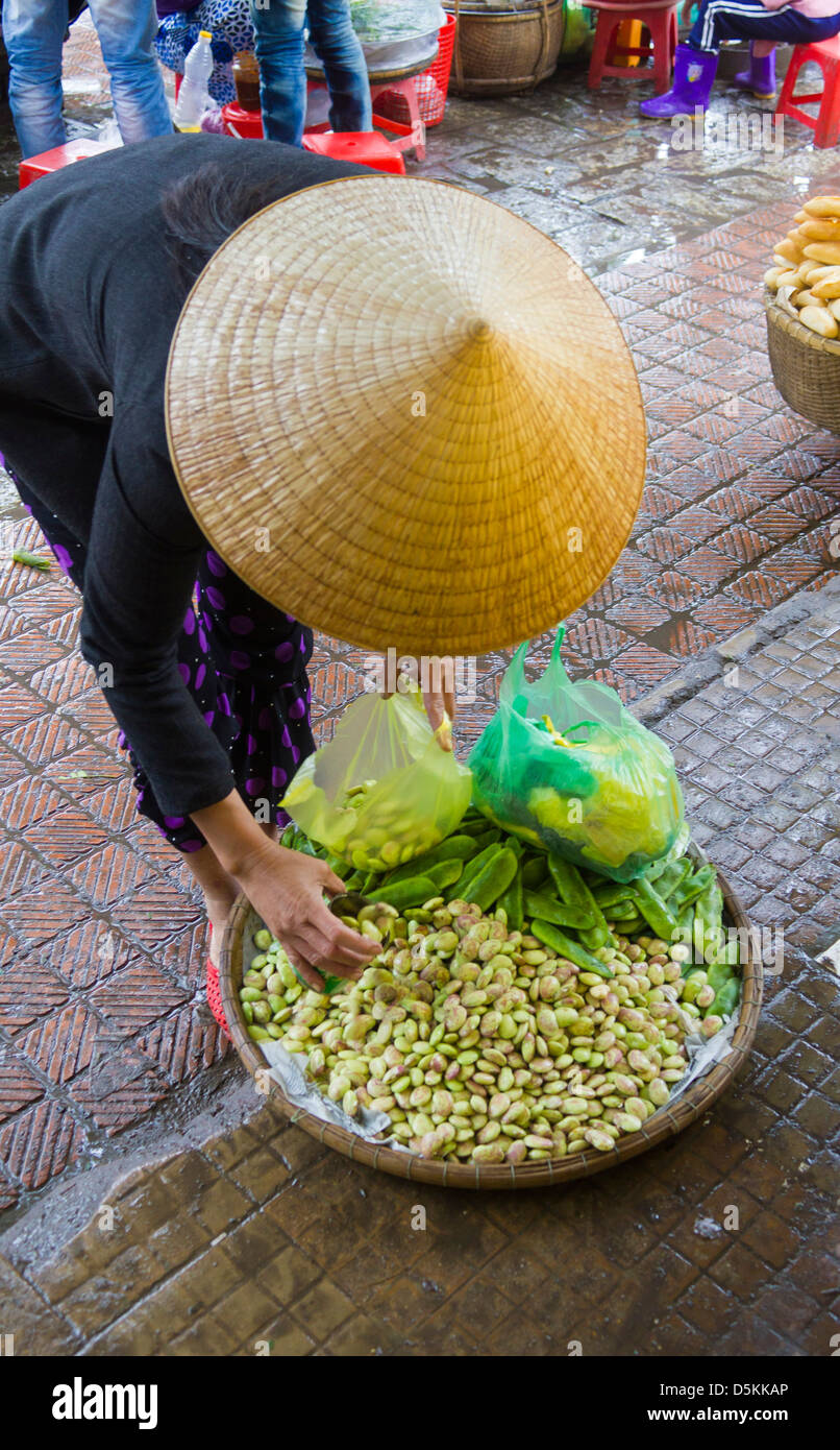 Hue is a former imperial capital city Street traders and market stalls offer the fresh produce of this fertile region. Stock Photo