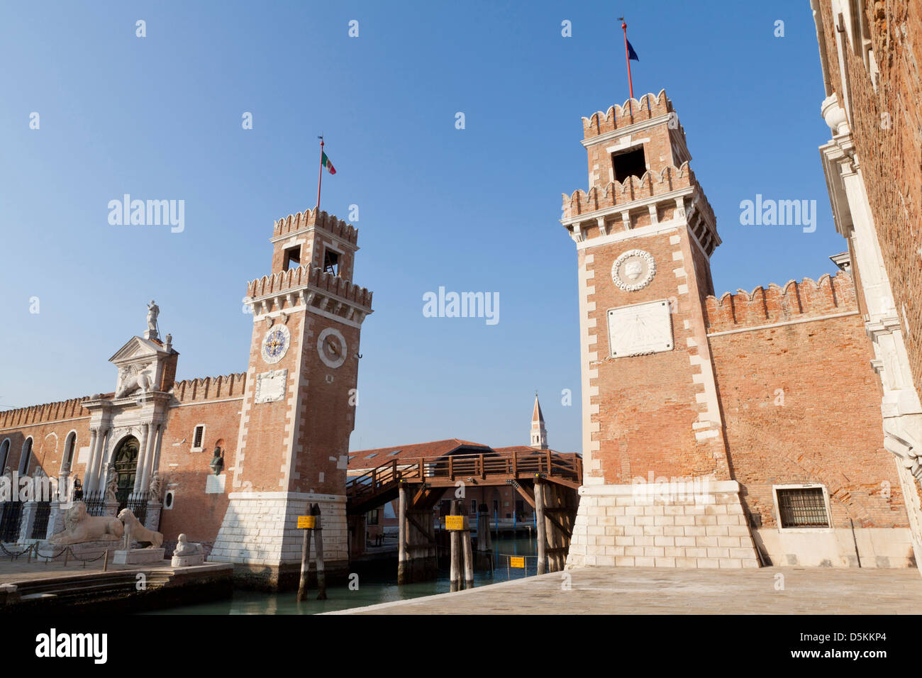 The Venetian Arsenal (Arsenale di Venezia) shipyards and armories in the city  which serviced the city state navies. Stock Photo