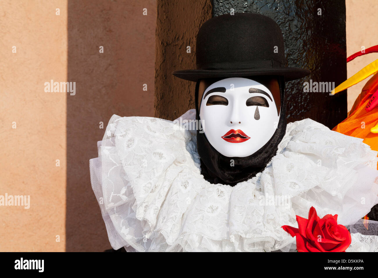 The Carnival of Venice is an annual festival  and revellers wear exotic and traditional masks and costumes. Stock Photo
