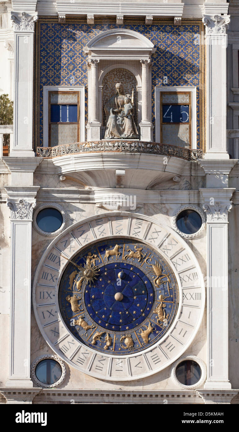 The Clock Tower in Venice an early renaissance building on north side Piazza San Marco at