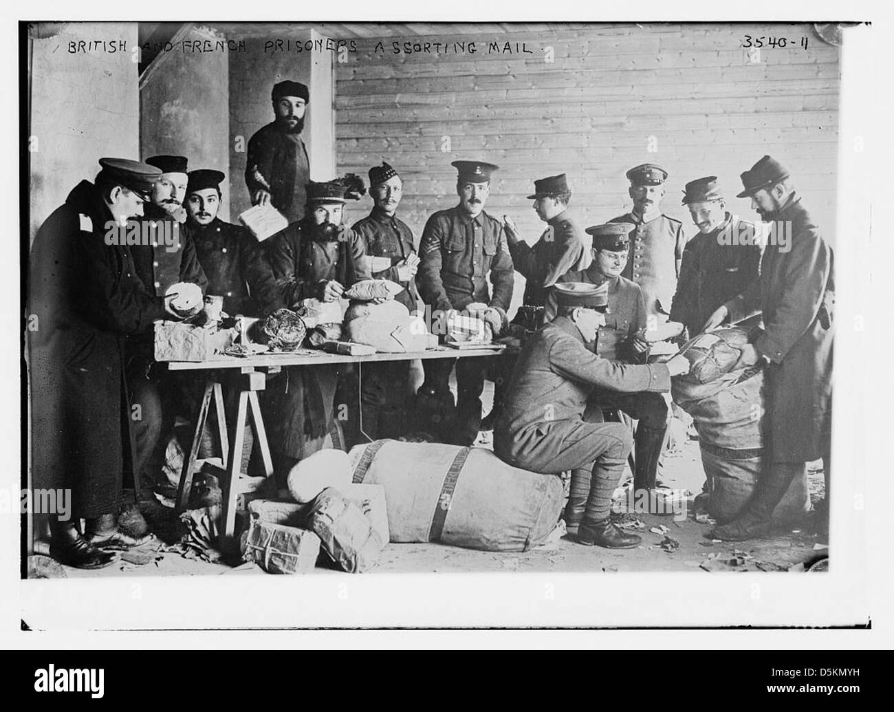British and French prisoners assorting mail (LOC) Stock Photo