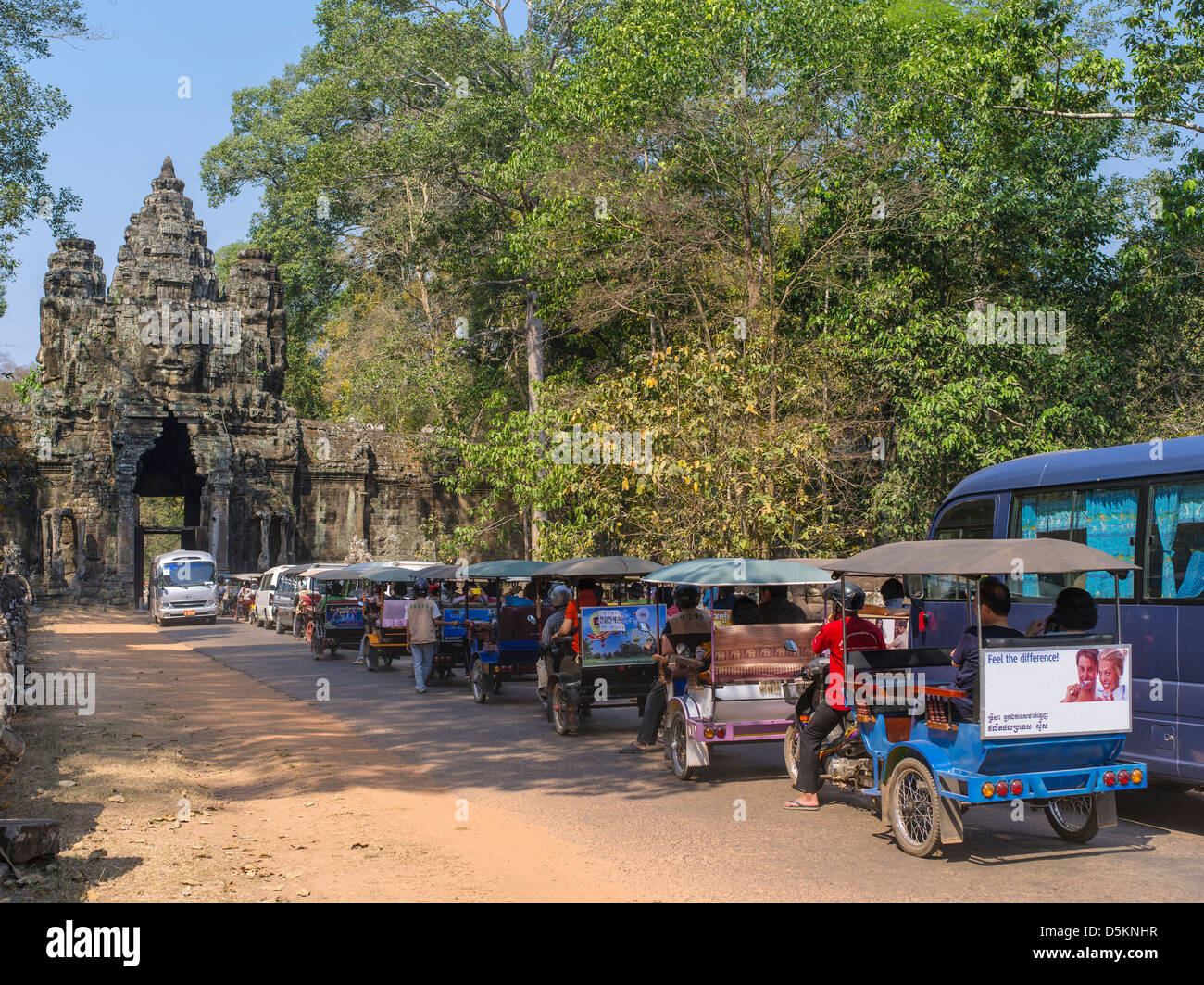 Victory Gate. Angkor Thom. Siem Reap. Cambodia. Stock Photo