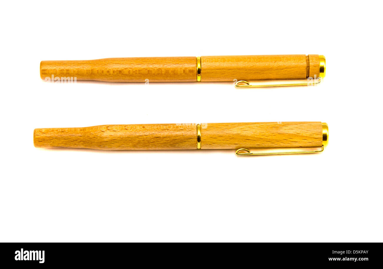 Two Pens Withe Background two wooden fountain pens isolated on white background Stock Photo - Alamy