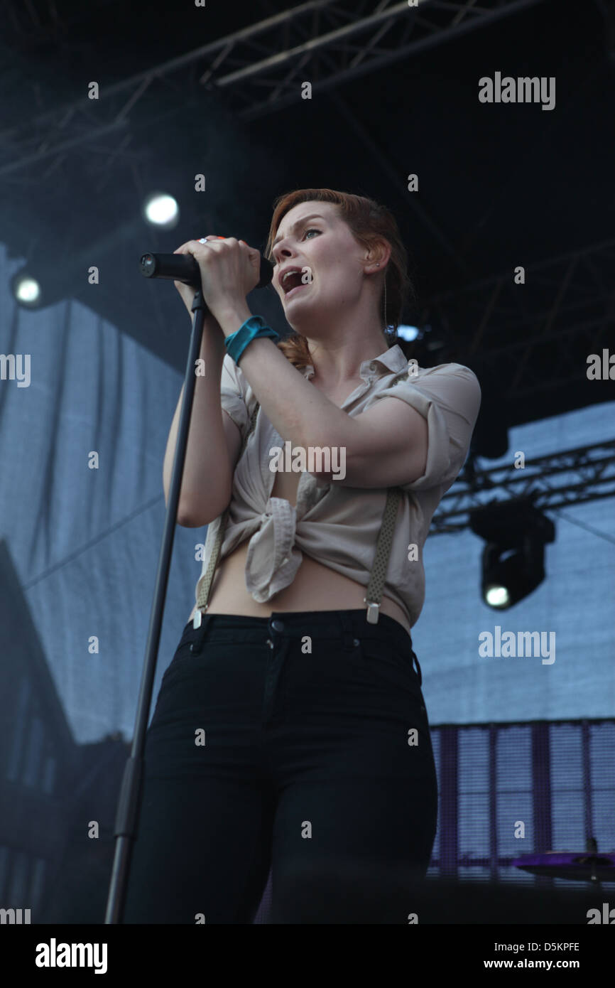 Eva Briegel performing at the fan party german woman soccer world championship. Moenchengladbach, Germany - 26.06.2011. Stock Photo