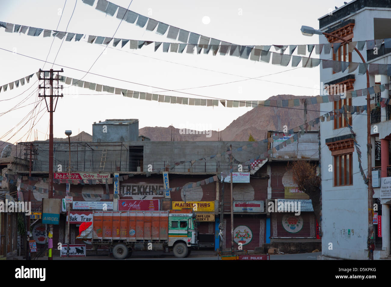 Main Bazaar, Leh, Ladakh, Jammu and Kashmir. India. Stock Photo