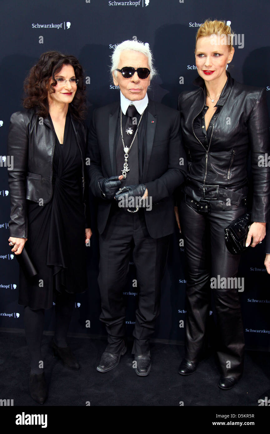 Tina Mueller, Karl Lagerfeld, Veronica Ferres at the grand opening of hair  care company Schwarzkopf's pop up store at Stock Photo - Alamy