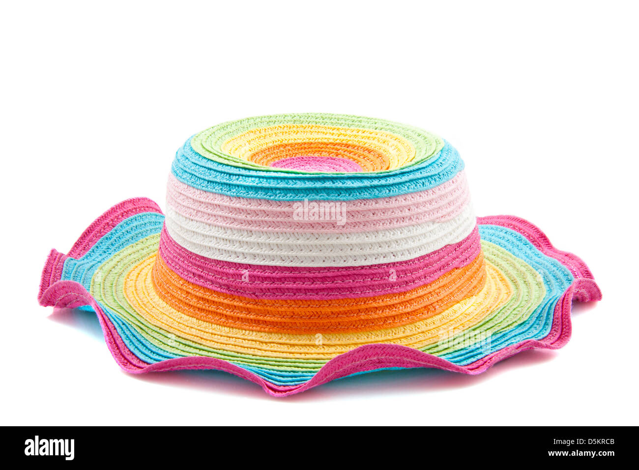 Colorful rainbow straw hat isolated over white Stock Photo Alamy