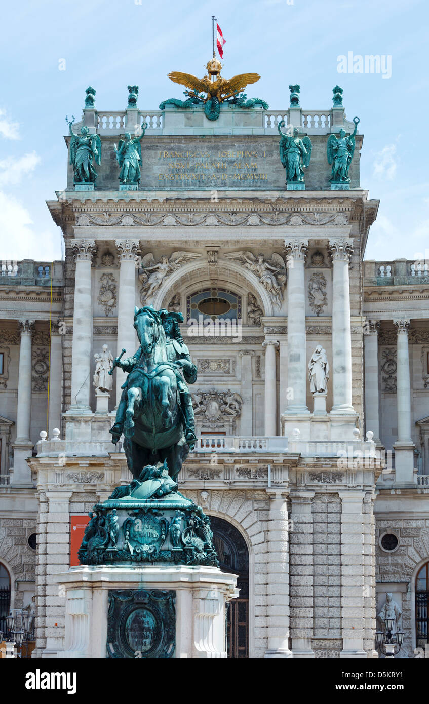 Hofburg Palace and statue of Prince Eugene of Savoy. Vienna, Austria. Built between 1881 and 1913 Stock Photo