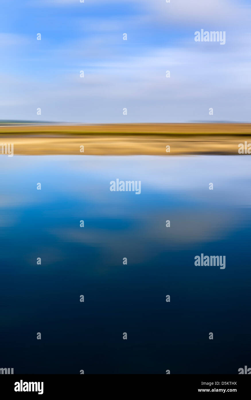 Blurred abstract image of saltmarshes on the North Norfolk coast. Stock Photo