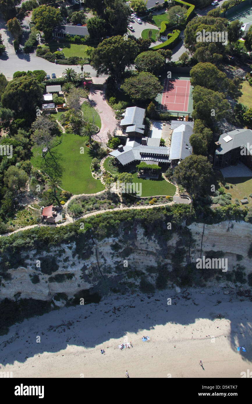 Aerial view of Julia Robert 's home in Malibu. Los Angeles, Californa