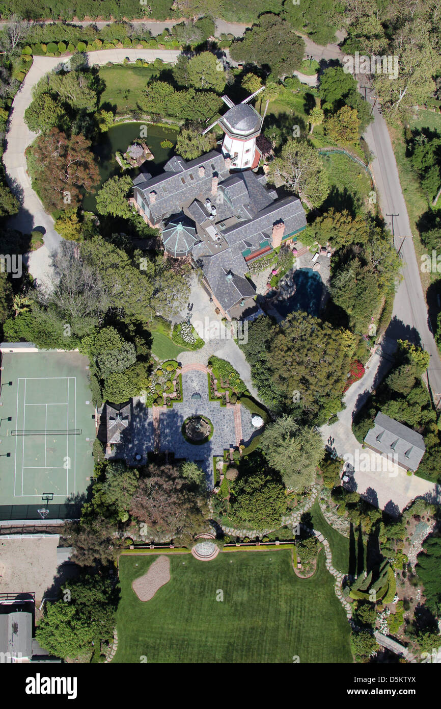 Aerial View Of Thomas Gottschalk S Windmill And Home In Malibu
