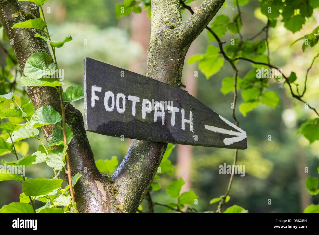 Footpath sign in Crimdon Dene near the County Durham coast, England Stock Photo