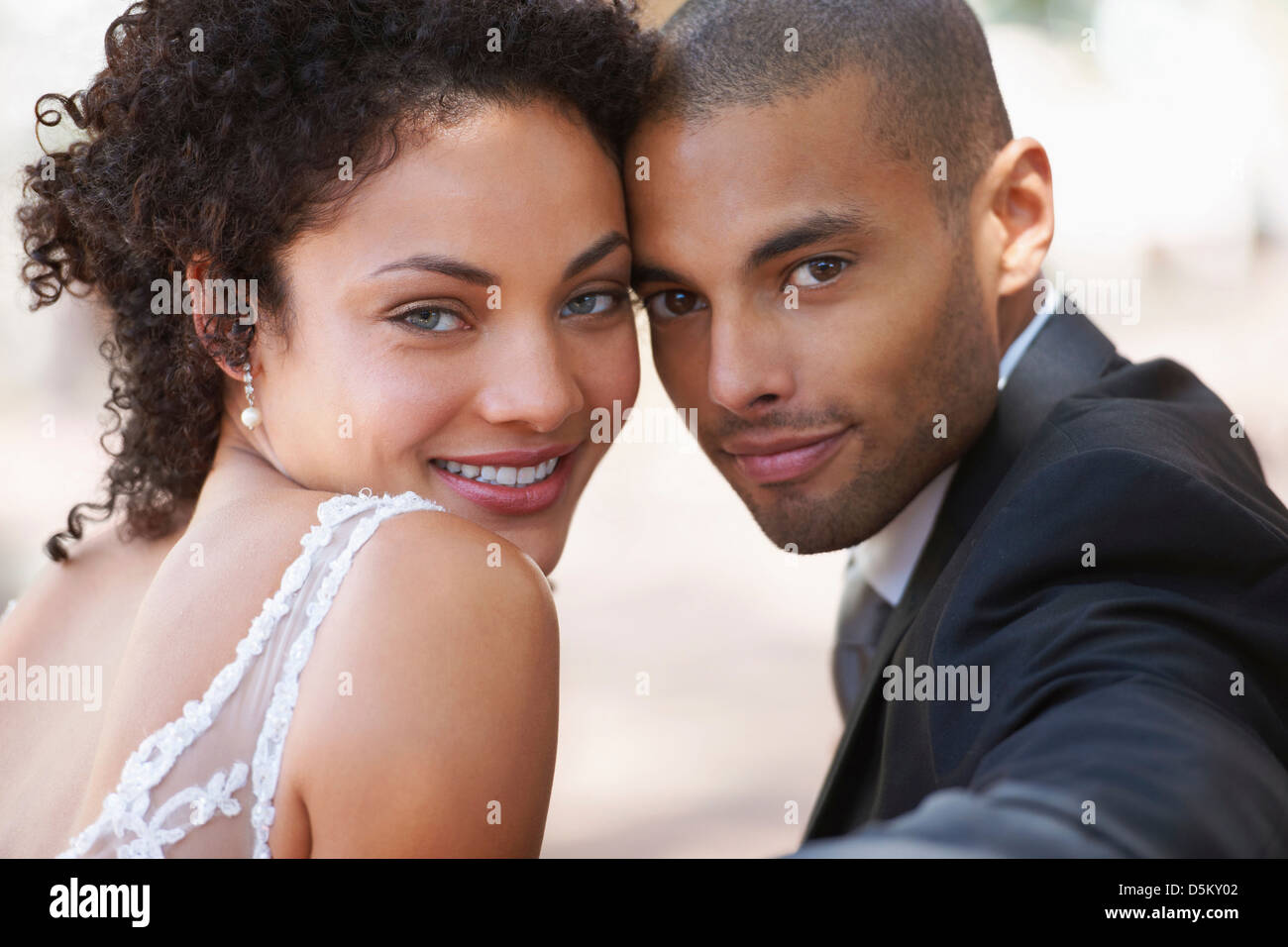 Portrait of newly wed couple Stock Photo