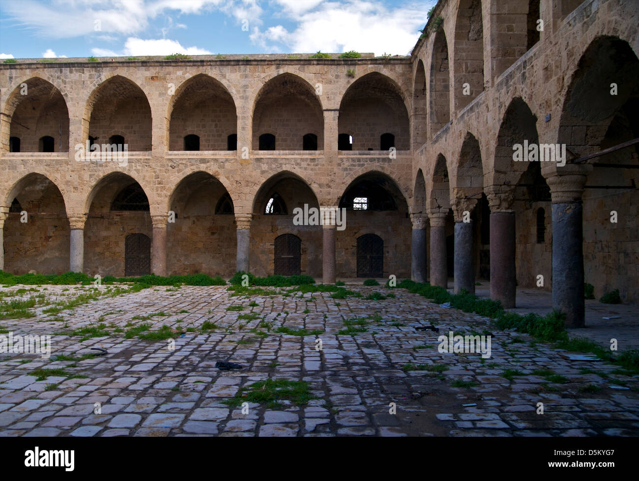 Khan al-Umdan, Inn of the Columns ,Old city of Acre, Akko - Israel Stock Photo