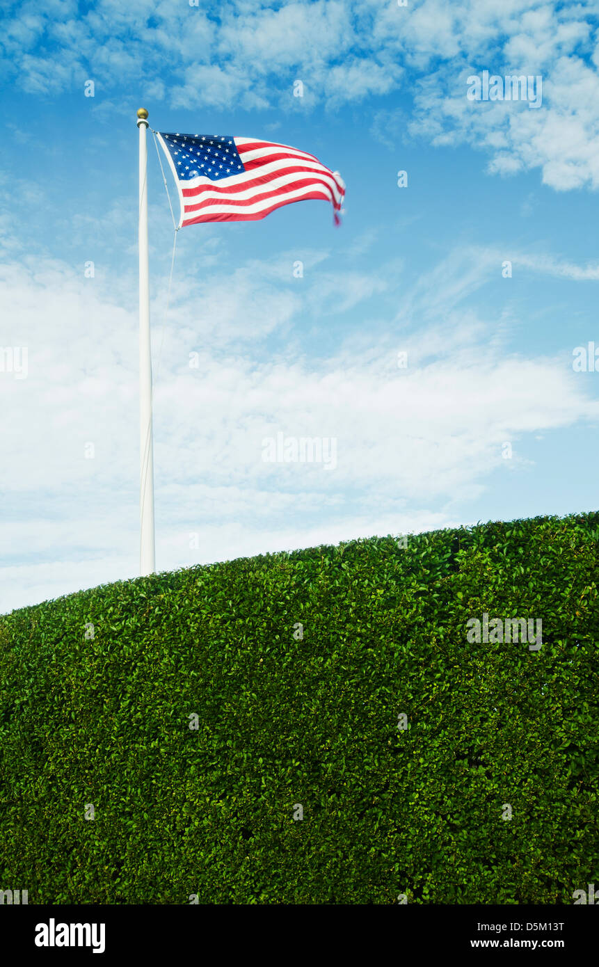Wind blown american flag hi-res stock photography and images - Alamy