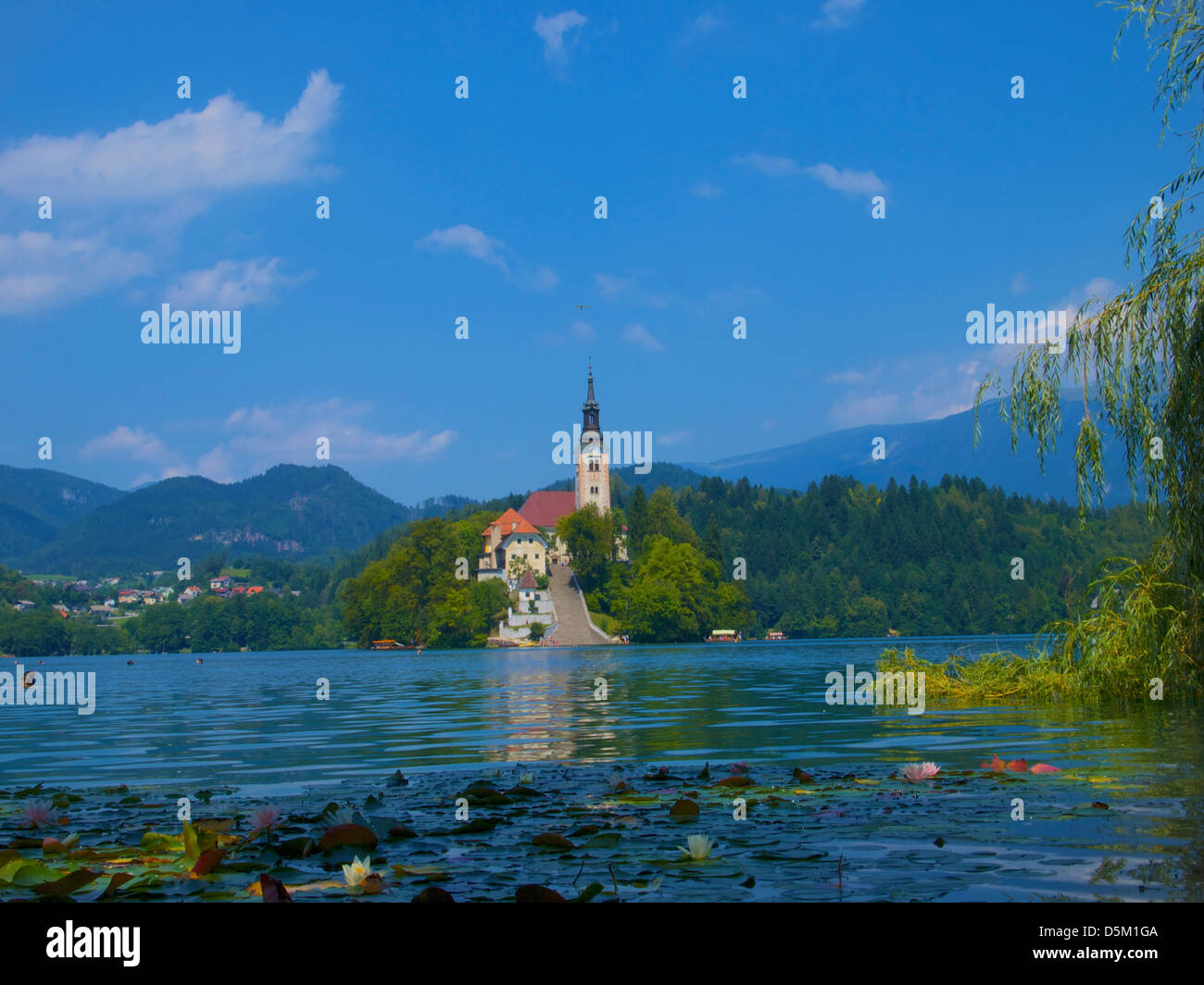 assumption of mary pilgrimage church and lake bled, bled, slovenia Stock Photo