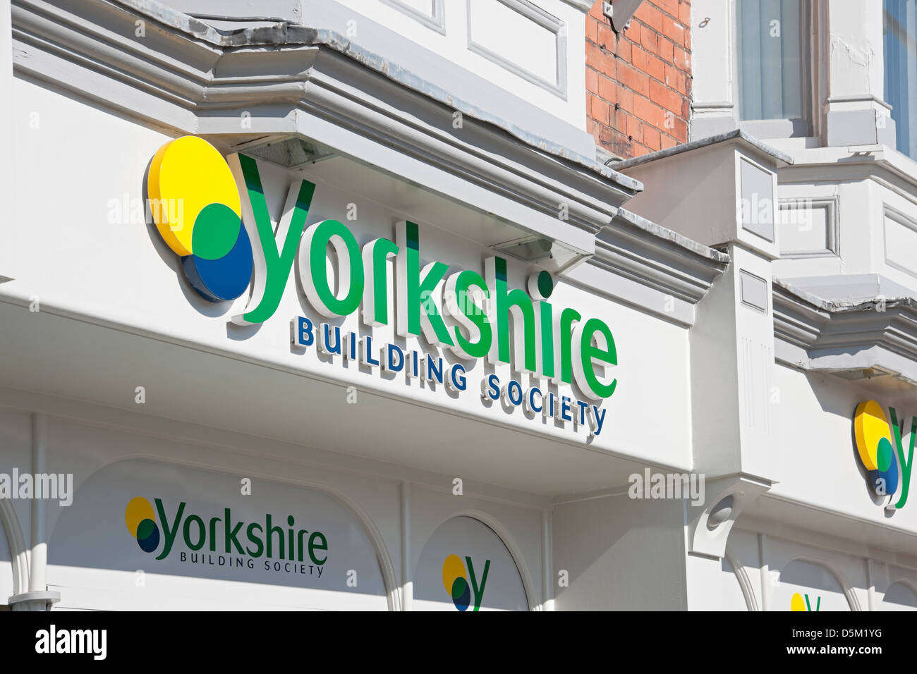Close up of Yorkshire Building Society sign signage England UK United